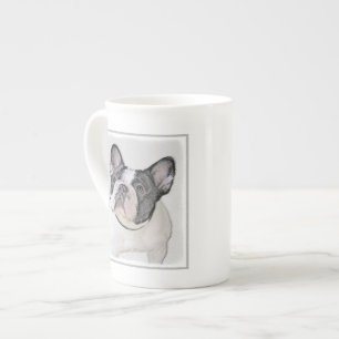 Tasse En Porcelaine Peinture française de Bulldog (Pied de broche) - A