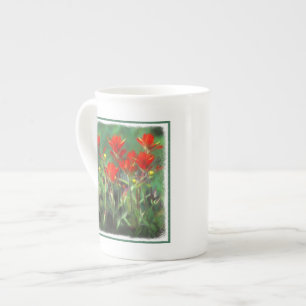 Tasse En Porcelaine Peinture indienne de pinceau - Art Fleur original
