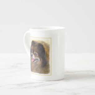Tasse En Porcelaine Peinture Poméranienne Noir et Tan Art Chien origin