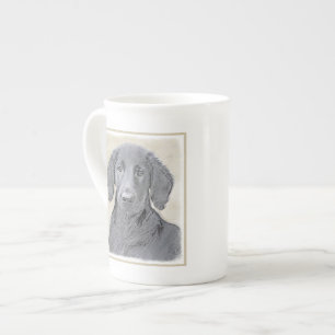 Tasse En Porcelaine Peinture Retriever à revêtement plat - Art Chien