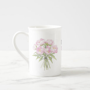 Tasse En Porcelaine Peonées roses avec arc fin
