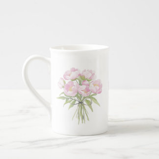 Tasse En Porcelaine Peonées roses avec arc fin