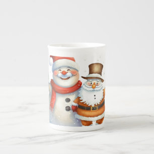 Tasse En Porcelaine Père Noël et son pote Frosty