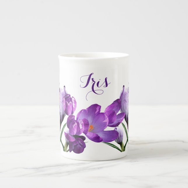 Tasse En Porcelaine Personnalisable Iris nom jolie fleur violet fun (Devant)