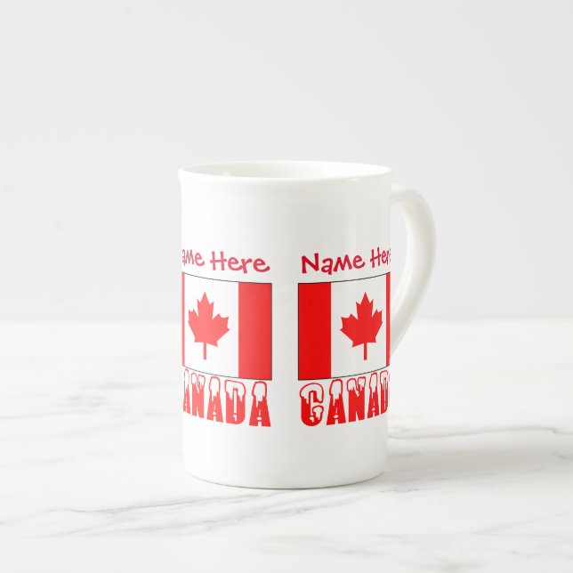 Tasse En Porcelaine Personnalisation canadienne du drapeau rouge (Devant droit)