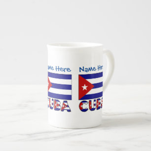 Tasse En Porcelaine Personnalisation du drapeau cubain bleu foncé de C