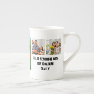Tasse En Porcelaine Personnalisé Famille moderne 7 Photo Collage Modèl
