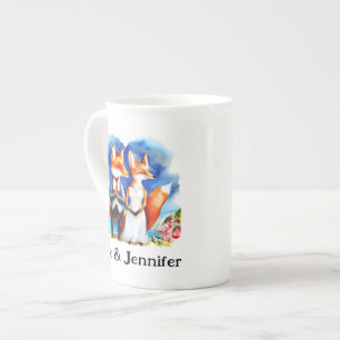 Tasse En Porcelaine Personnalisé Fox Couple Names