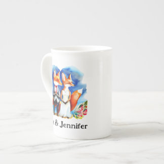 Tasse En Porcelaine Personnalisé Fox Couple Names