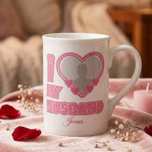 Tasse En Porcelaine Personnalisé J'aime mon mari – Ajouter une photo e