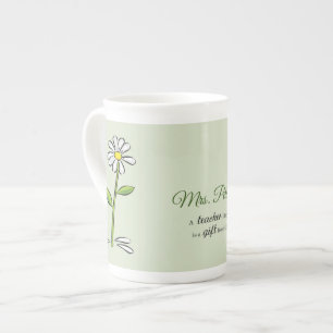 Tasse En Porcelaine Personnaliser, remerciement à un enseignant, fleur