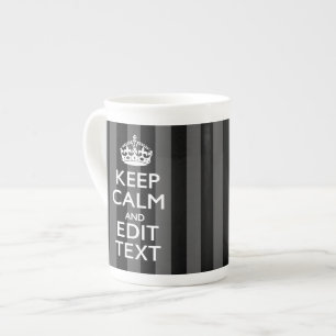 Tasse En Porcelaine Personnalized KEEP CALM Your Text on Black Stripes