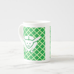 Tasse En Porcelaine Petit lapin japonais, vert
