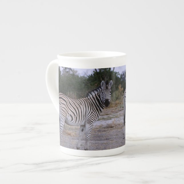 Tasse En Porcelaine Photo Zebra Double Take (Devant gauche)