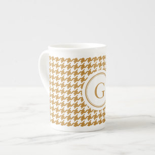 Tasse En Porcelaine Pied-de-poule classique élégant d'or avec le