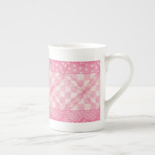 Tasse En Porcelaine PINK COEUR QUILT OS Chine Mug