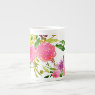 Tasse En Porcelaine PixDezines floral/aquarelle/ranunculus