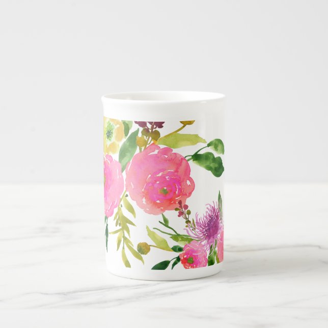 Tasse En Porcelaine PixDezines floral/aquarelle/ranunculus (Devant)