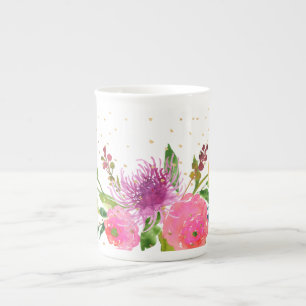 Tasse En Porcelaine PixDezines floral/aquarelle/ranunculus