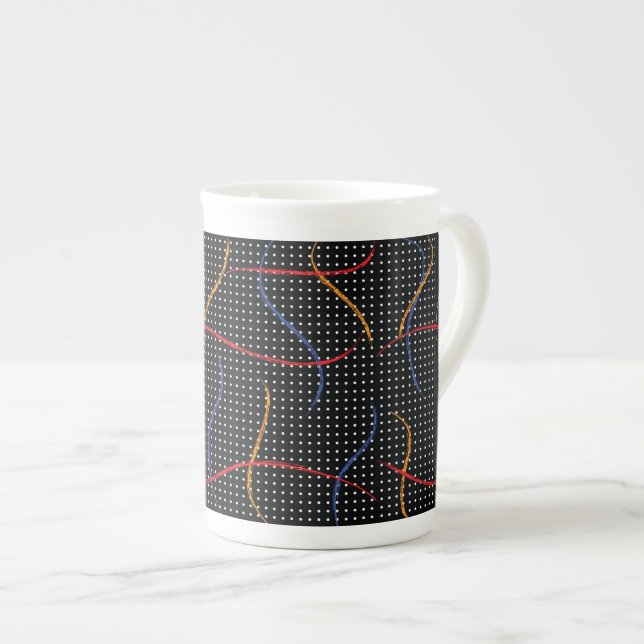 Tasse En Porcelaine Plaque et points de peinture rétro (Devant droit)