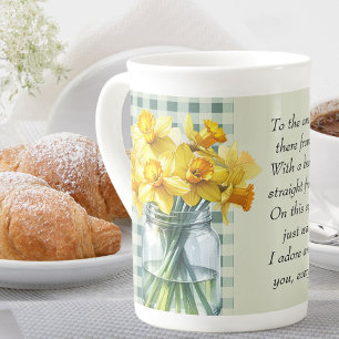 Tasse En Porcelaine Poème pour quelqu'un En vichy Daffodiques verts sp