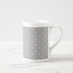 Tasse En Porcelaine Point rose fond gris élégant pois pois pointillés