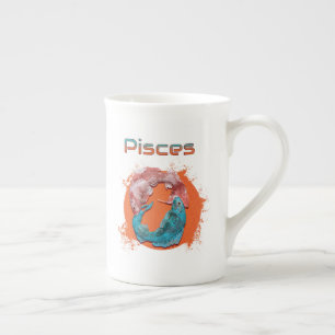 Tasse En Porcelaine Poissons Zodiaque Horoscope Eau Signe Astrologique