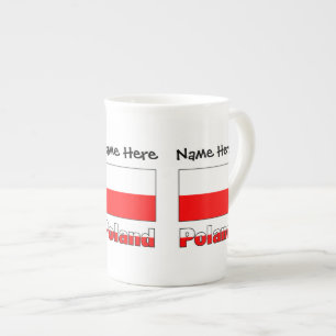 Tasse En Porcelaine Pologne Drapeau polonais Personnalisation noire