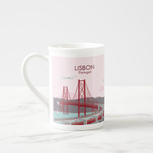 Tasse En Porcelaine Pont de Lisbonne sur le fleuve Tage au style vinta