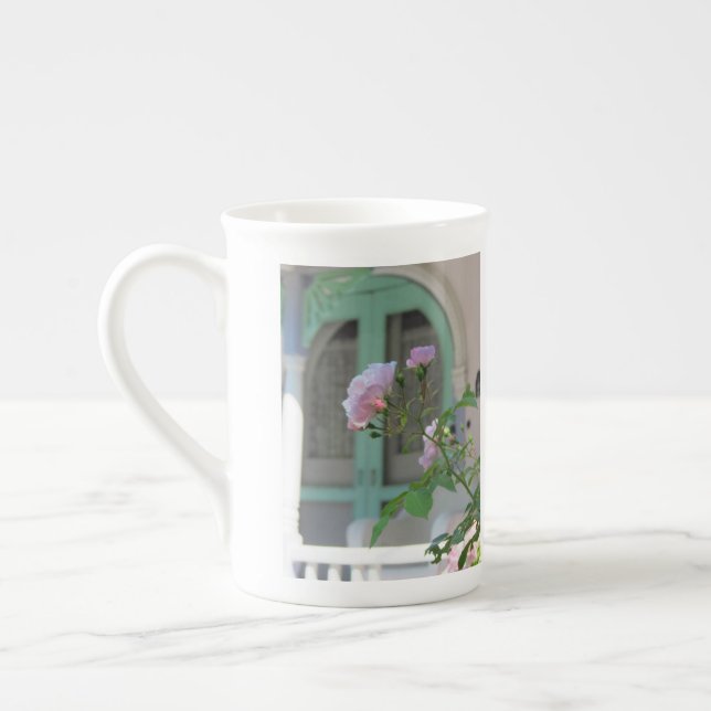 Tasse En Porcelaine Porte verte et Rose - Vignoble de Martha (Gauche)