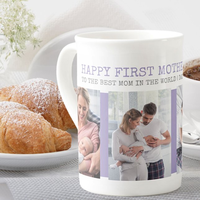 Tasse En Porcelaine Première Fête des mères Meilleure maman 4 Collage  (Créateur téléchargé)