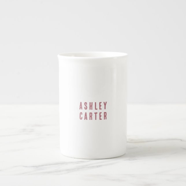 Tasse En Porcelaine Professionnel élégant blanc clair minimaliste mode (Devant)