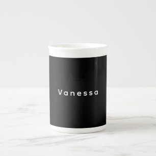 Tasse En Porcelaine Professionnel nom uni noir personnalisé classique