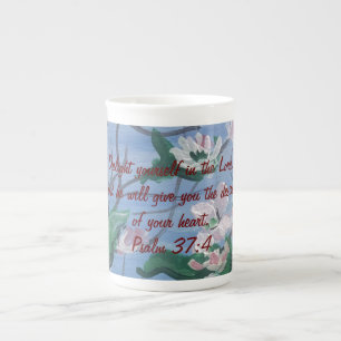 Tasse En Porcelaine Psaume Floral/Écriture 37:4