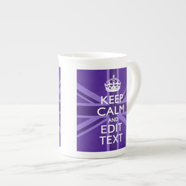 Tasse En Porcelaine Purple Elegance Calmez votre texte Union Jack (Devant droit)