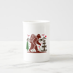 Tasse En Porcelaine Randonnée sauvage Explorateur d'ours Imprimer