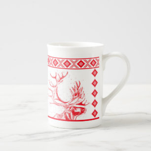 Tasse En Porcelaine Reindeer Toile de Jouy Bone China Mug