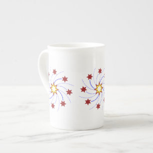 Tasse En Porcelaine Remous d'étoile de feux d'artifice - rouge, jaune,