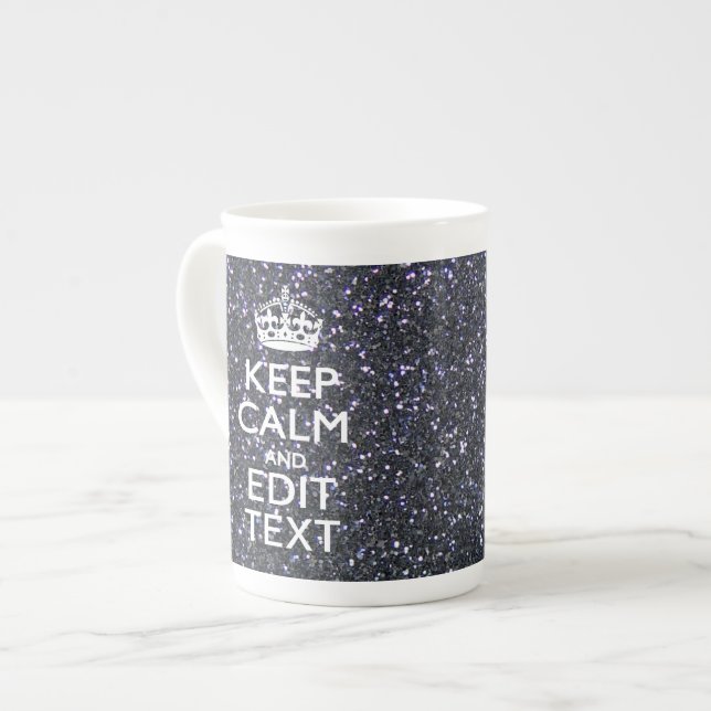 Tasse En Porcelaine Restez calme et ayez votre texte à minuit (Devant gauche)