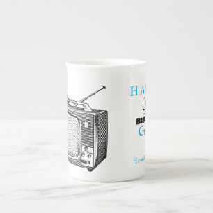 Tasse En Porcelaine Retro Televisor 90th Birthday personnalisée Mug