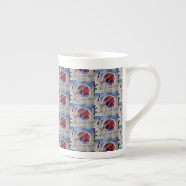 Tasse En Porcelaine Robin de Noël (Droite)