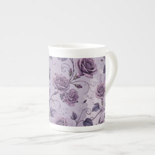 Tasse En Porcelaine Rose Lavande Poussiéreuse Teintes Rêveuses Florale