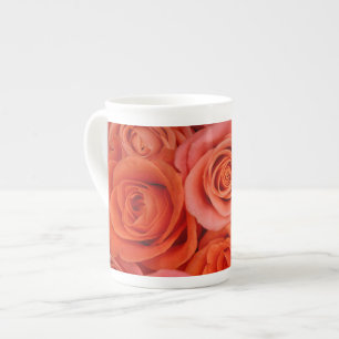 Tasse En Porcelaine Roses de thé à l'orange de pêche