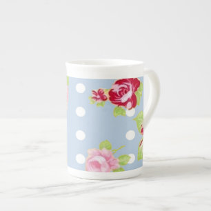 Tasse En Porcelaine Roses sur l'os bleu Chine Mug