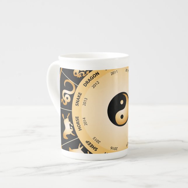 Tasse En Porcelaine Roue zodiaque chinoise (Devant gauche)