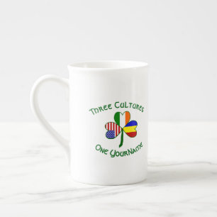 Tasse En Porcelaine Roumanie Irlande États-Unis Trèfle Drapeau Personn
