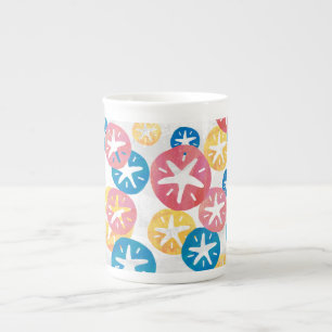 Tasse En Porcelaine Sable Dollar Jaune Rouge Bleu Motif