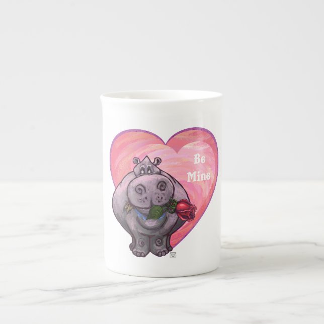 Tasse En Porcelaine Saint-Valentin Hippopotame (Devant)