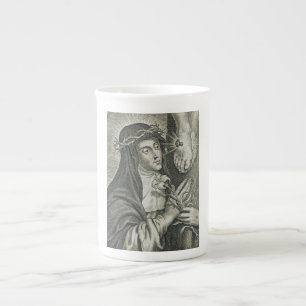 Tasse En Porcelaine Sainte Catherine de Sienne Crucifixion Art Noir Fo