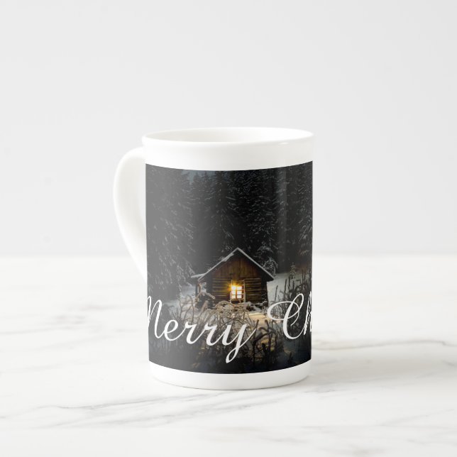 Tasse En Porcelaine Salutations de Noël avec Witch House (Devant gauche)